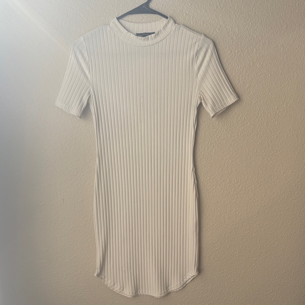 Forever 21 Cream Ribbed Knit Top